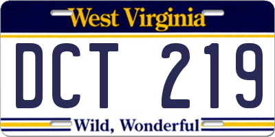 WV license plate DCT219