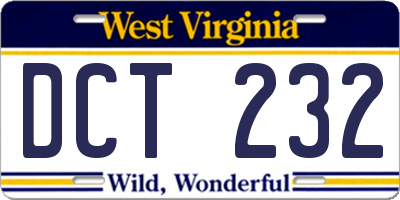 WV license plate DCT232