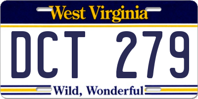 WV license plate DCT279