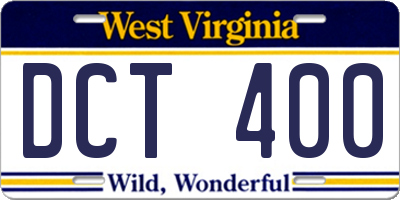 WV license plate DCT400