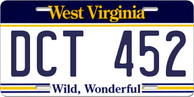 WV license plate DCT452