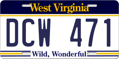 WV license plate DCW471