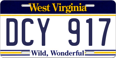 WV license plate DCY917