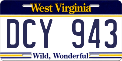 WV license plate DCY943