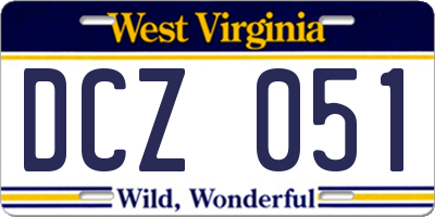 WV license plate DCZ051