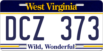 WV license plate DCZ373