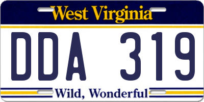 WV license plate DDA319