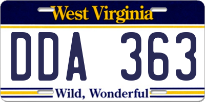 WV license plate DDA363