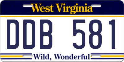 WV license plate DDB581
