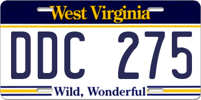 WV license plate DDC275