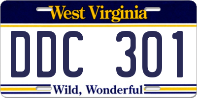 WV license plate DDC301
