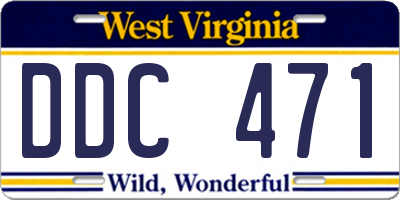 WV license plate DDC471