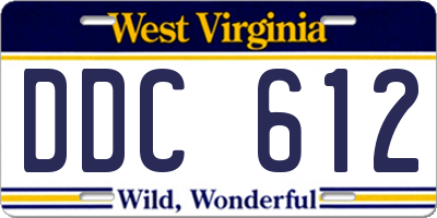 WV license plate DDC612