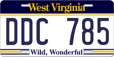 WV license plate DDC785