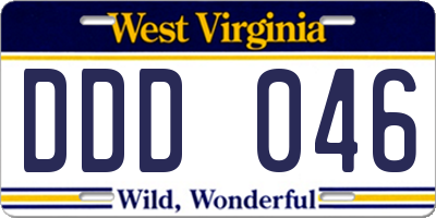 WV license plate DDD046