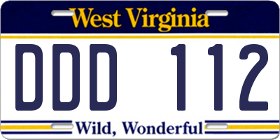 WV license plate DDD112