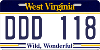 WV license plate DDD118