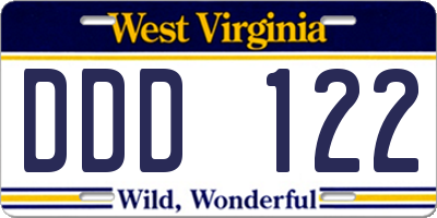 WV license plate DDD122