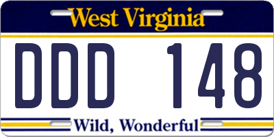 WV license plate DDD148