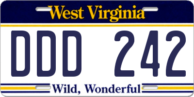 WV license plate DDD242