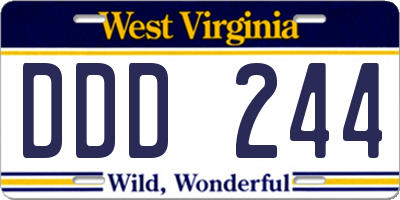 WV license plate DDD244