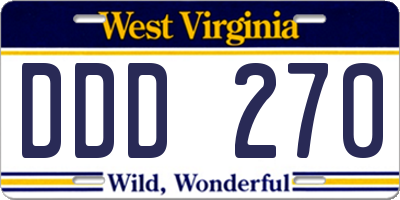 WV license plate DDD270