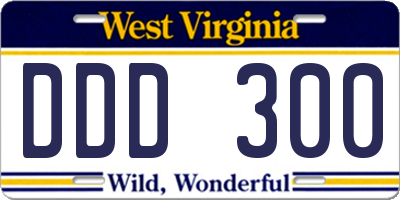 WV license plate DDD300
