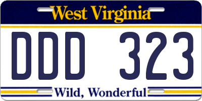 WV license plate DDD323