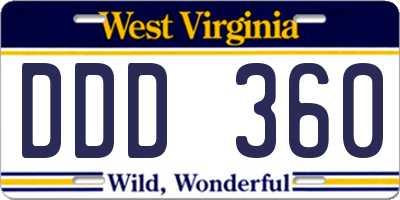 WV license plate DDD360