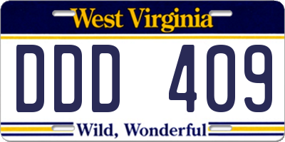 WV license plate DDD409