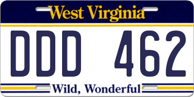 WV license plate DDD462