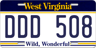 WV license plate DDD508
