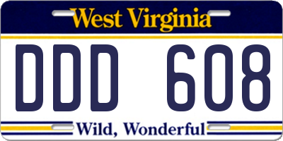 WV license plate DDD608
