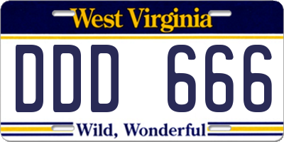 WV license plate DDD666