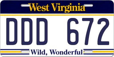 WV license plate DDD672