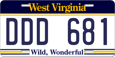 WV license plate DDD681