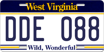 WV license plate DDE088