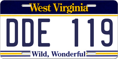 WV license plate DDE119