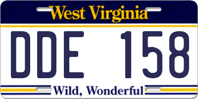 WV license plate DDE158