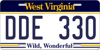 WV license plate DDE330