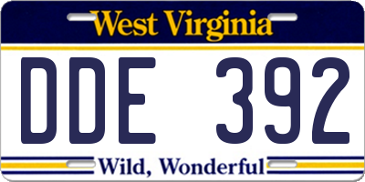 WV license plate DDE392