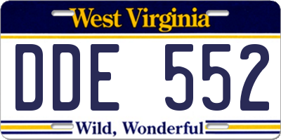 WV license plate DDE552