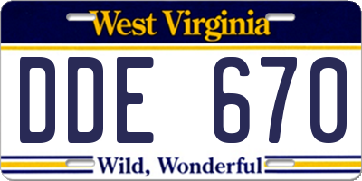 WV license plate DDE670