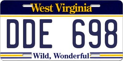 WV license plate DDE698