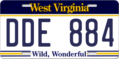 WV license plate DDE884