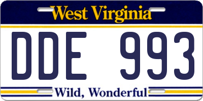WV license plate DDE993