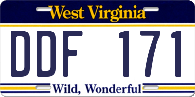 WV license plate DDF171