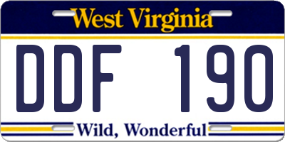 WV license plate DDF190