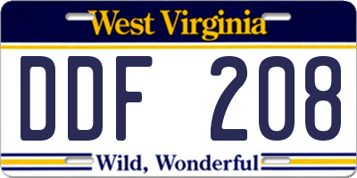 WV license plate DDF208