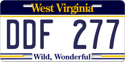 WV license plate DDF277
